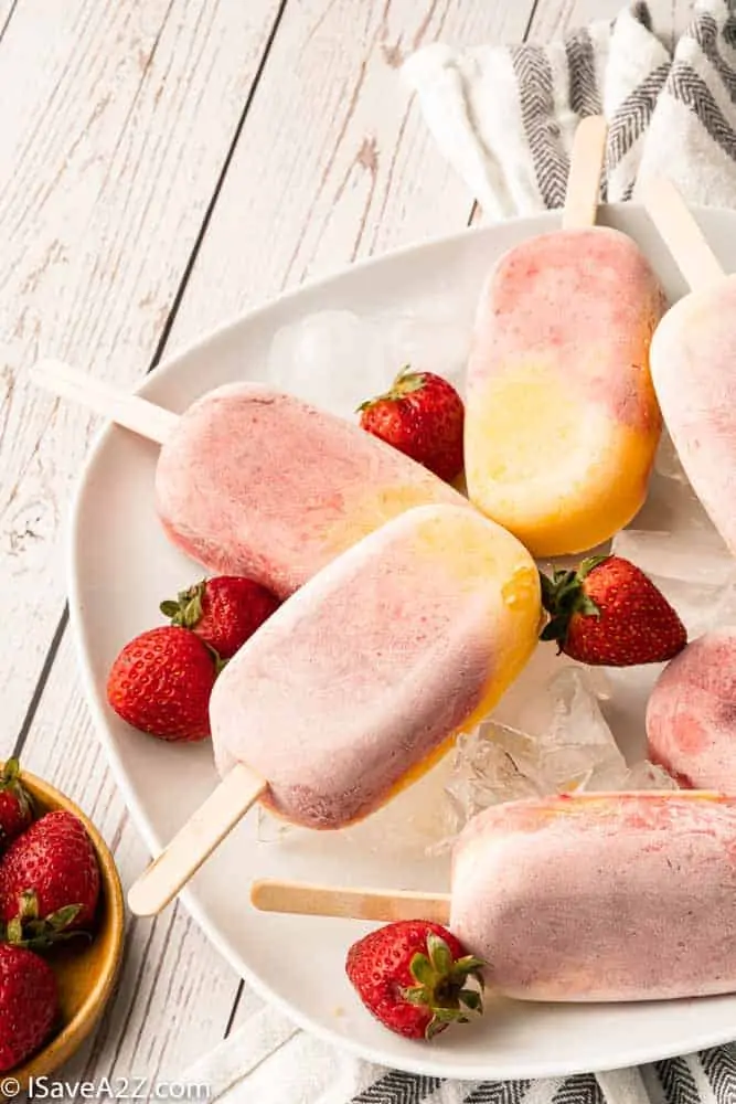 Mango Strawberry Creamy Yogurt Popsicles