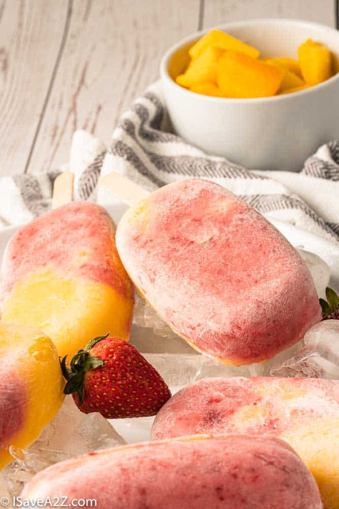 Mango Strawberry Creamy Yogurt Popsicles