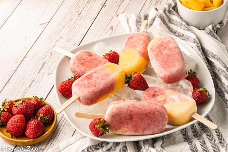 Mango Strawberry Creamy Yogurt Popsicles