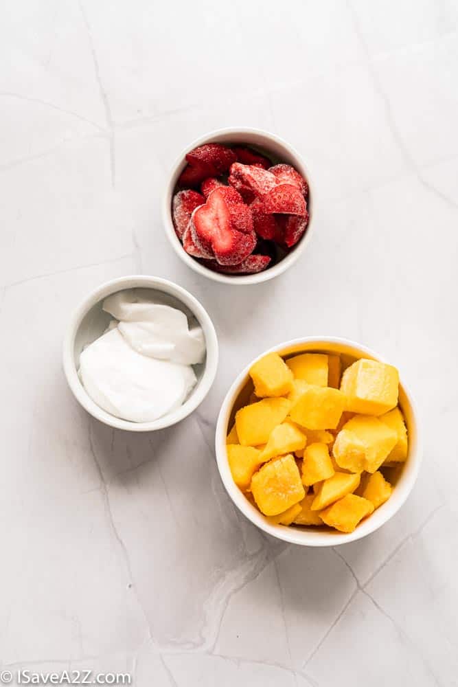 Mango Strawberry Creamy Yogurt Popsicles ingredients