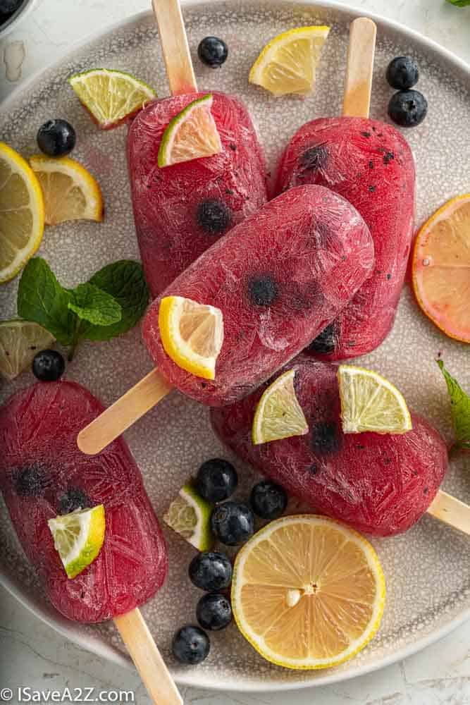 Sugar Free Blueberry Lemonade Popsicles