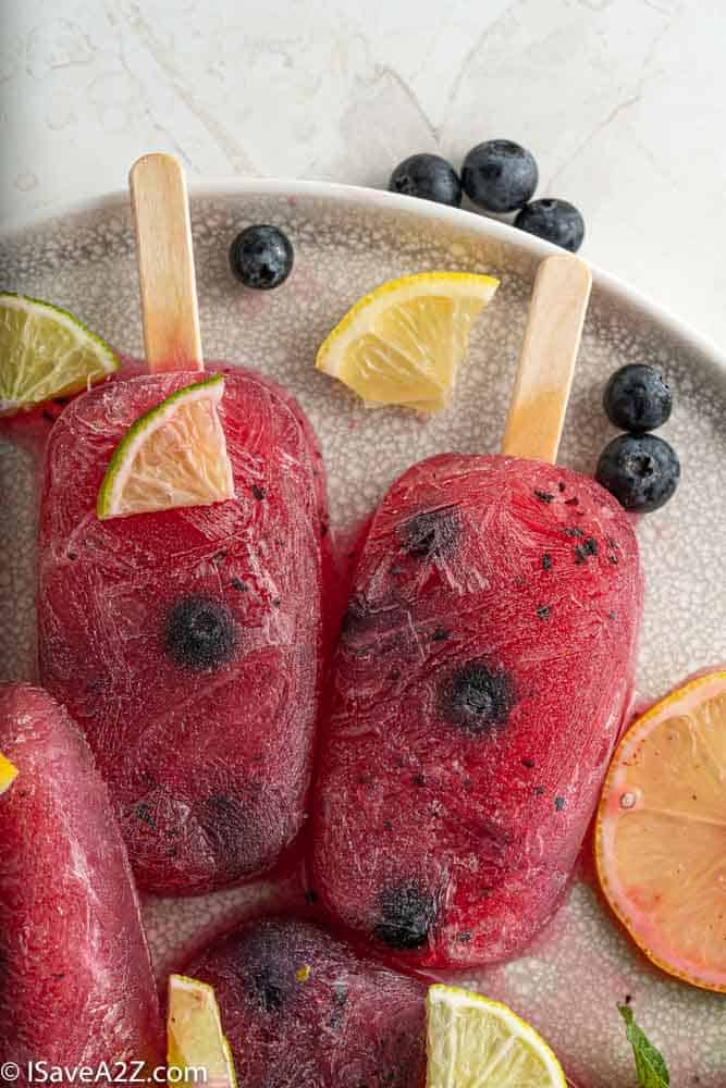 Low Carb Blueberry Lemonade Popsicles