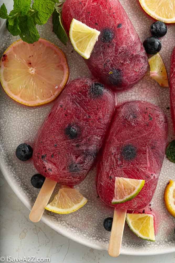 Low Carb Blueberry Lemonade Popsicles