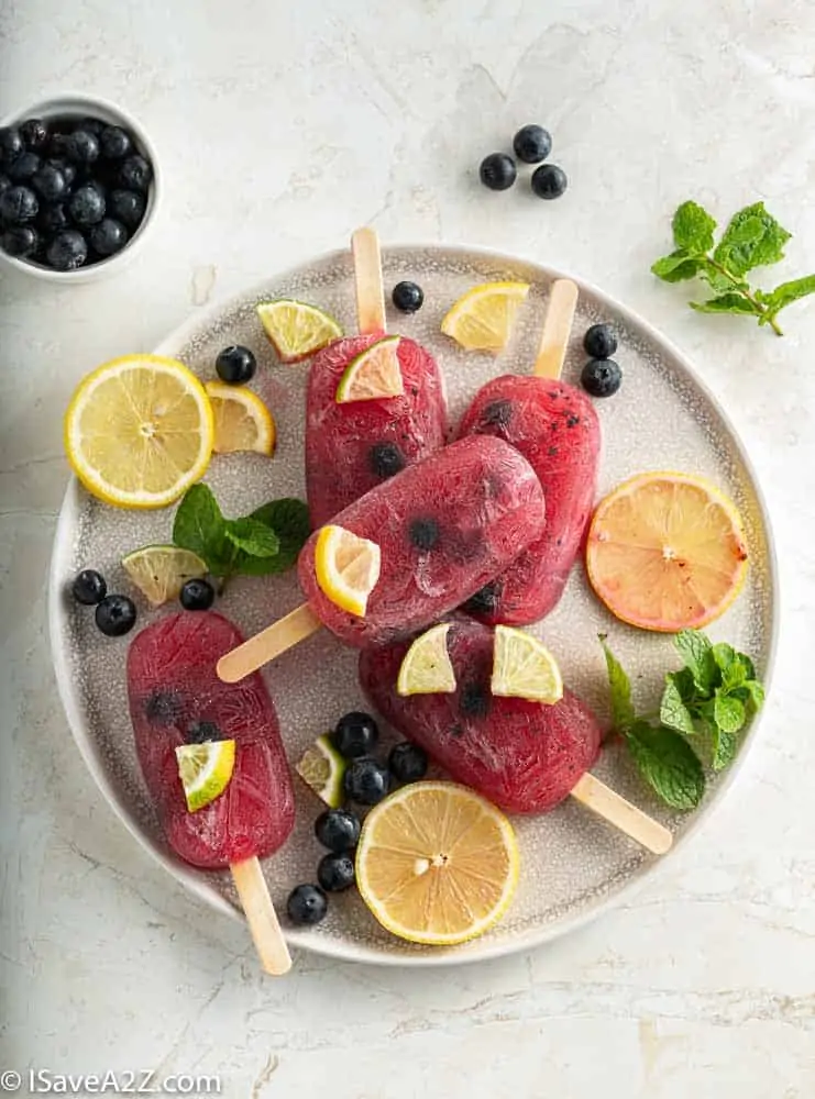 Low Carb Blueberry Lemonade Popsicles