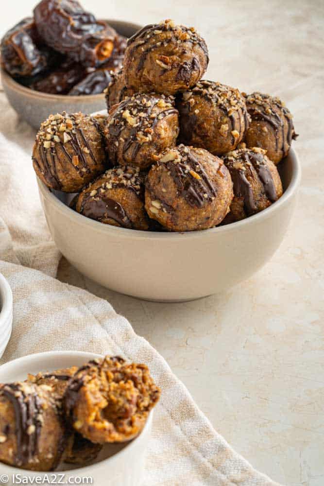 pecan pie truffle recipe in a white bowl