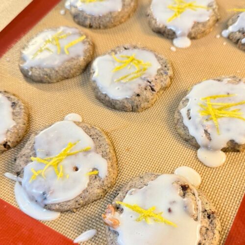Blueberry Acai Shortbread cookie recipe with a sweet lemon glaze