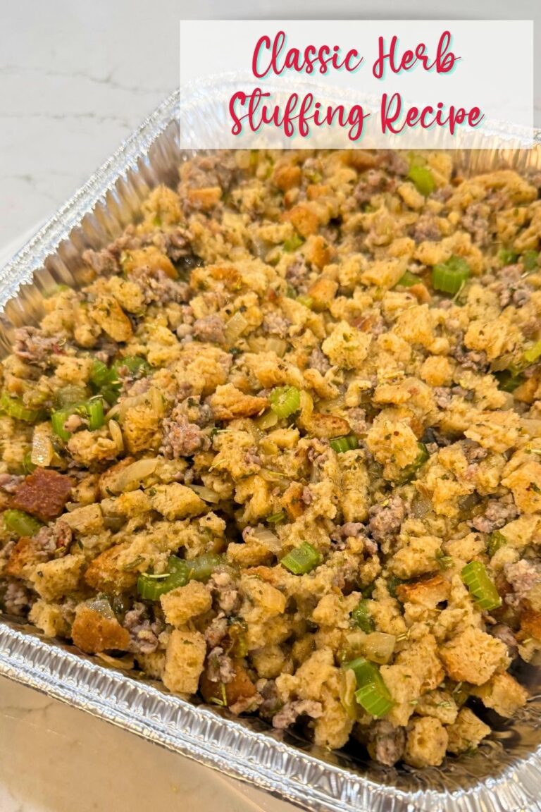 Classic Herb Stuffing Recipe made with Sausage